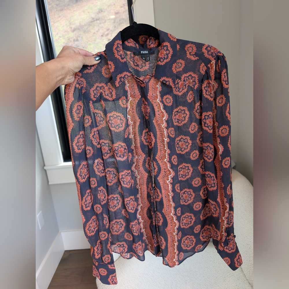 Paige Caraway Periscope & Dhalia Silk Print Blouse XS